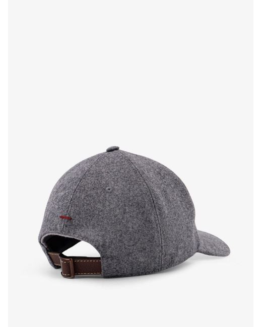 Brunello Cucinelli Gray Virgin Wool Baseball Hat for men