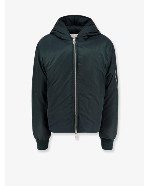 Oamc Peacemaker Men's Blue Cropped Hood Nylon Bomber With Padding