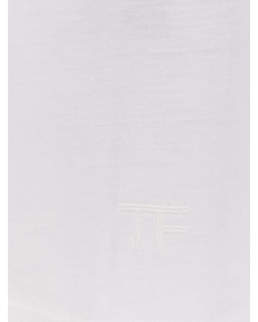 Tom Ford White Cotton And Silk T-Shirt for men