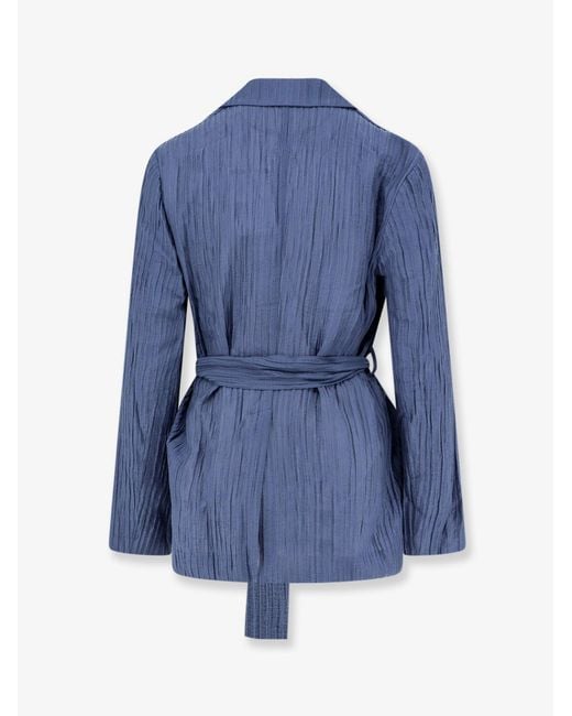 Joseph Blue Crinkle Fabric Blazer With Belt