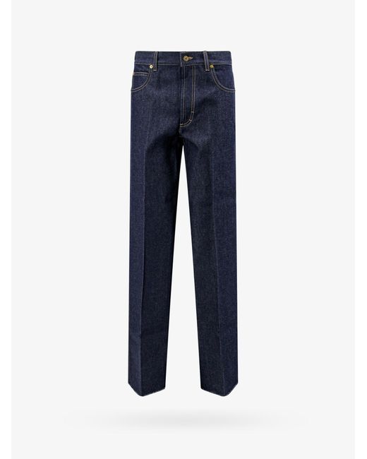 Gucci Blue Cotton Closure With Zip Jeans for men