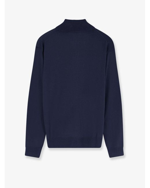 Bramani Cashmere Blue Wool Cardigan for men