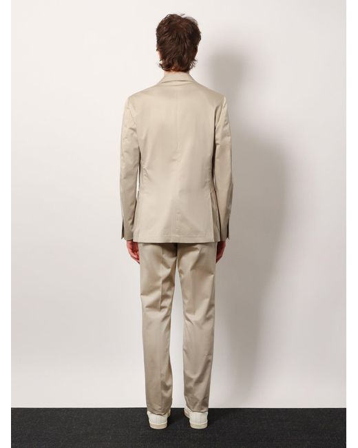Lardini Stretch Cotton Suit With Iconic Removable Brooch in