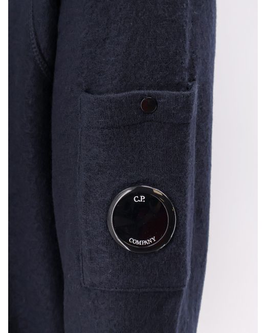C P Company Blue C.P.Company Wool And Cotton Felted Sweater for men