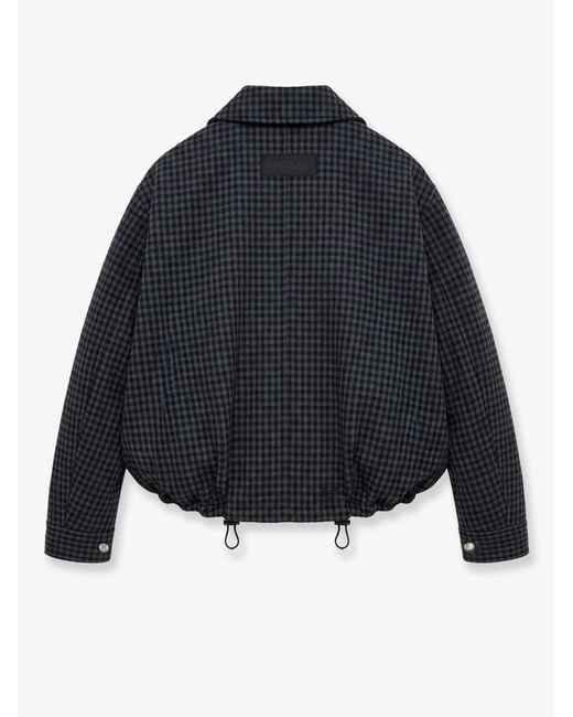 Loewe Blue Lightweight Wool Jacket With A Check Pattern