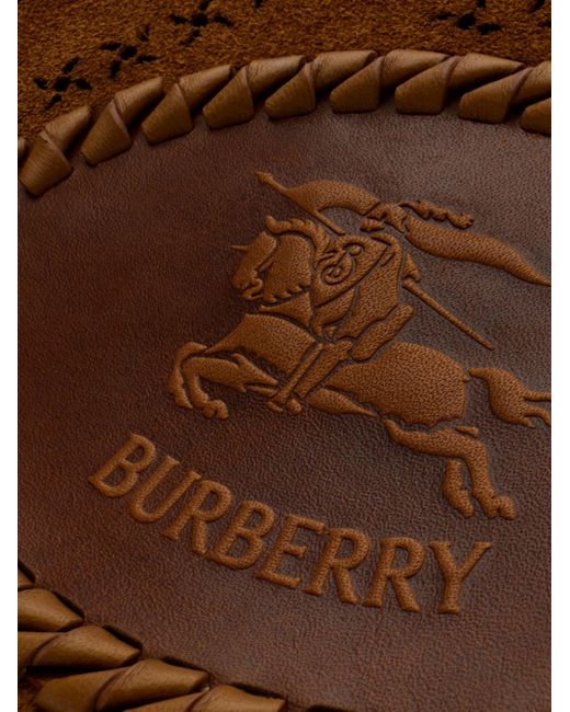 Burberry Brown Tavistock Suede Crossbody Bag With Perforated Pattern