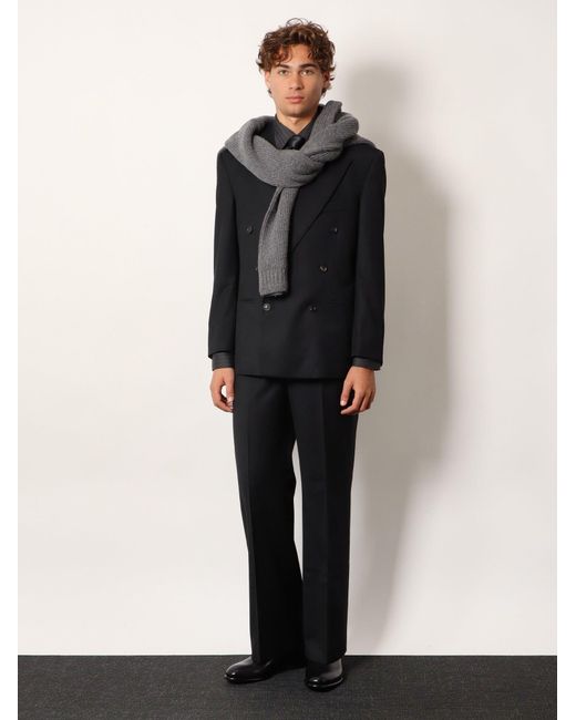 TONYWACK Blue Ribbed Wool And Cotton Cardigan for men