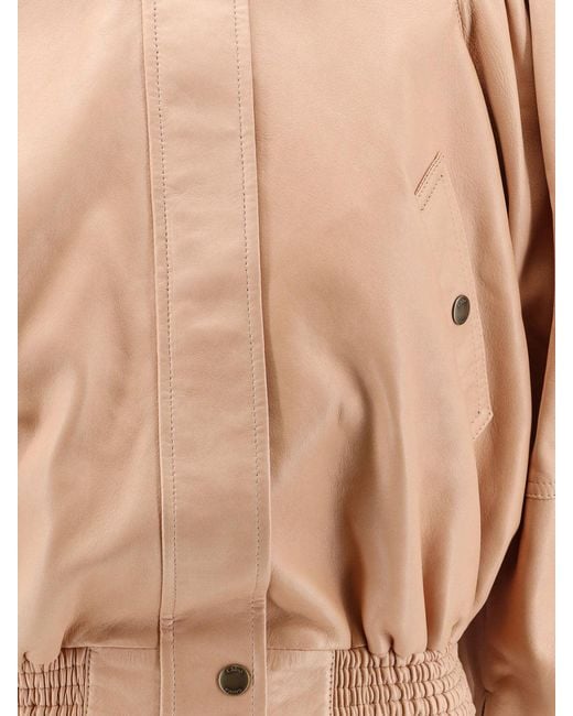 Chloé Natural Leather Jacket With Stitched Profiles