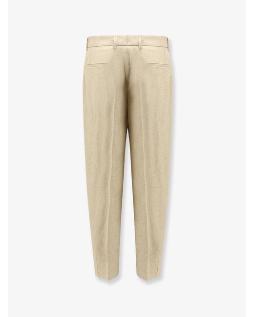 Dolce & Gabbana Natural Hemp, Linen And Silk Trousers With Tweed Effect for men