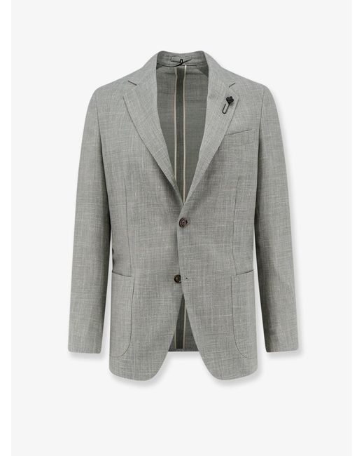 Lardini Gray Wool, Silk And Linen Blazer for men