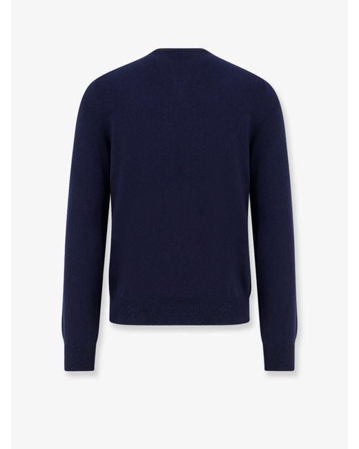 NUGNES 1920 Blue Cashmere Basic Sweater for men