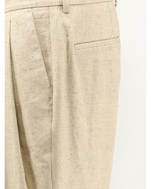 Dolce & Gabbana Natural Hemp, Linen And Silk Trousers With Tweed Effect for men