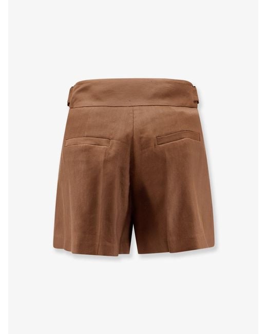 Elisabetta Franchi Brown Shorts Daily Linen-Blend