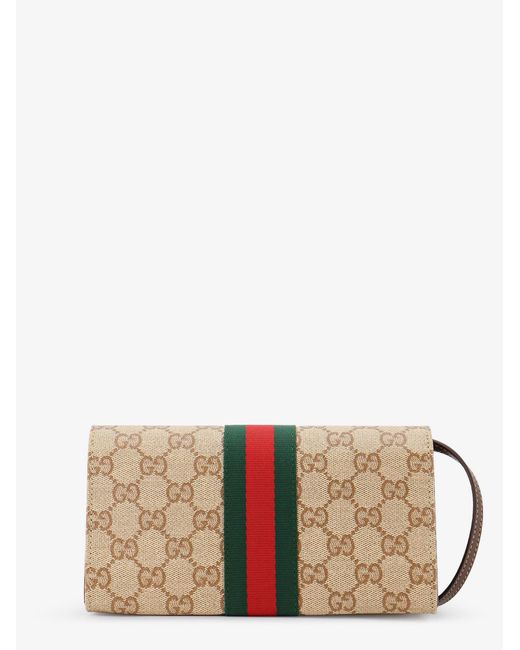 Gucci Natural Gg Fabric Shoulder Bag With Nastro Web Detail