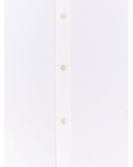 Saint Laurent White Cotton Shirt With Cassandre Embroidery