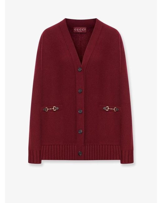 Gucci Red Wool And Cashmere Cardigan