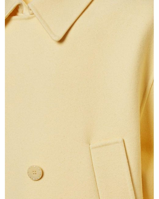 Fendi Natural Double-Breasted Wool Coat for men