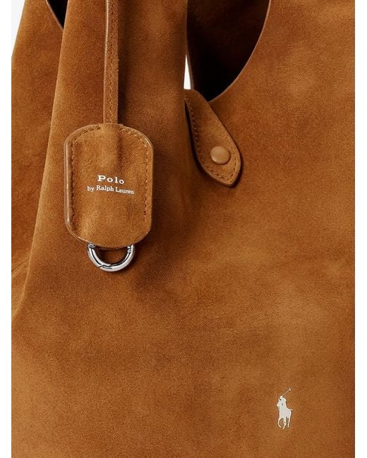 Polo Ralph Lauren Brown Play Suede Shoulder Bag With Contrasting Logo