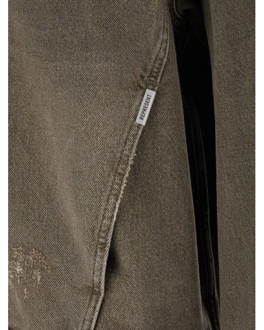 Represent Green Denim Jacket With Distressed Effect for men