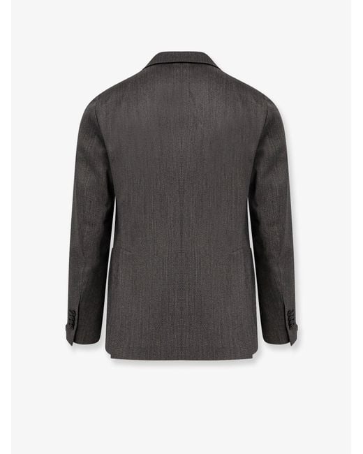 Tagliatore Gray Double-Breasted Virgin Wool Blazer for men