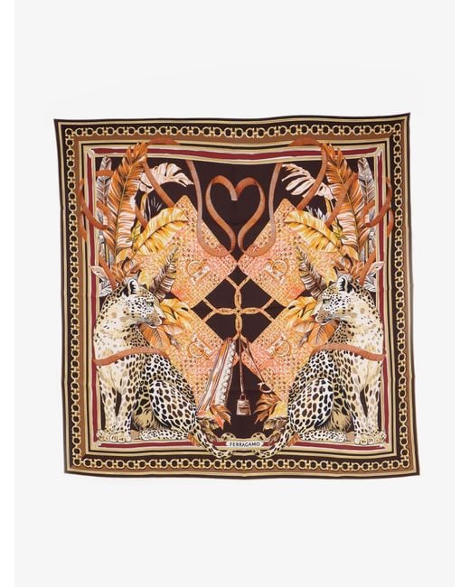 Ferragamo Brown Felindra Silk Foulard