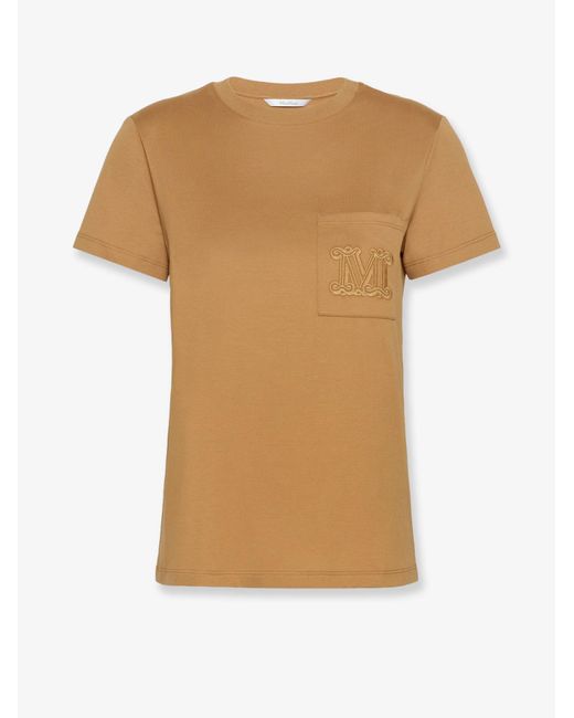 Max Mara White Papaia Cotton T-Shirt With Monogramma