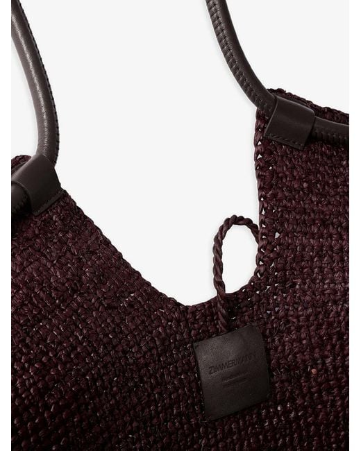 Zimmermann Brown Goldentime Raffia Shoulder Bag With Ruffles