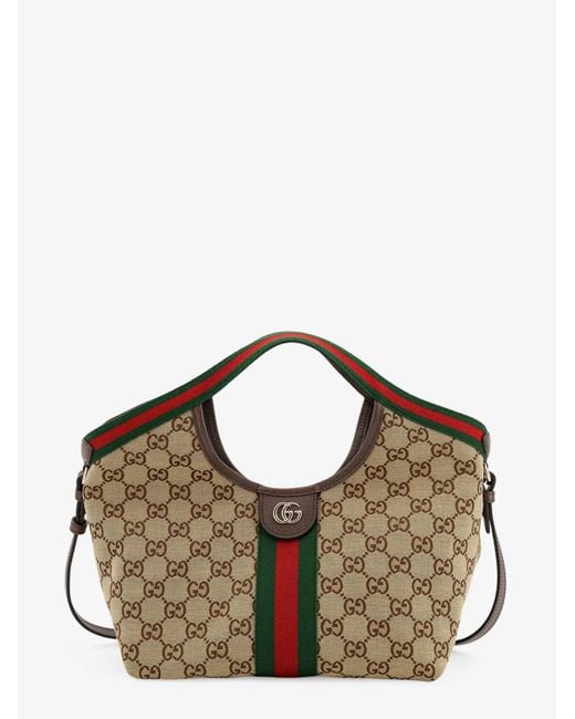 Gucci Brown Giglio Gg Supreme Fabric And Leather Tote Bag