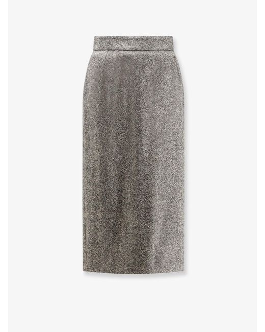 Dolce & Gabbana Gray Virgin Wool Midi Pencil Skirt