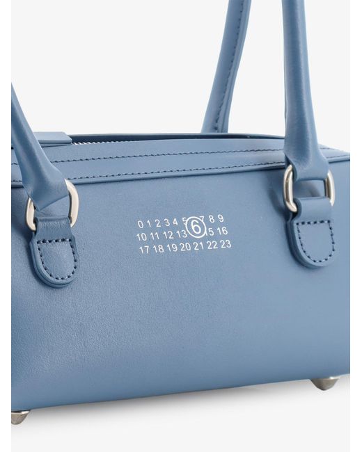 MM6 by Maison Margiela Blue Mini Bauletto Leather Shoulder Bag