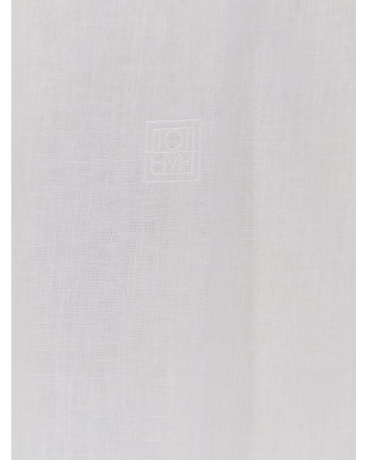 Totême White Oversized Summer Cotton And Linen Shirt