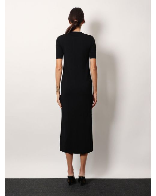 Max Mara Black Orafo Viscose Blend Midi Dress
