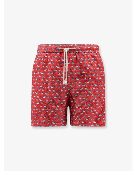 Mc2 Saint Barth Red Swim Trunks Recycled Polyester for men