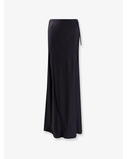 Semicouture Blue Elvira Satin Long Skirt