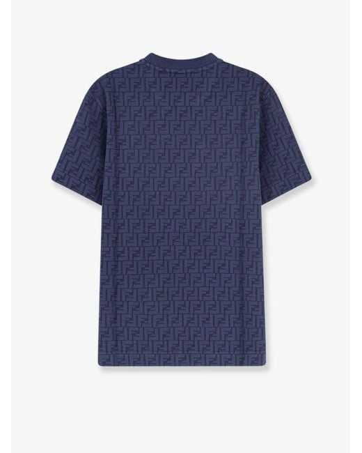 Fendi Blue Ff Cotton T-Shirt for men