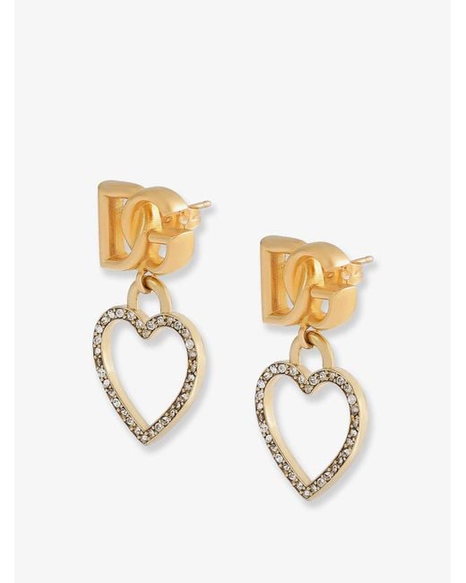 Dolce & Gabbana Metallic Meatl Earrings With Rhinestones