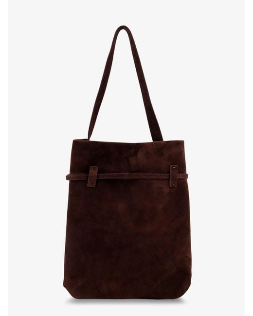 MANU Atelier Brown Suede Tote Du Jour Shoulder Bag