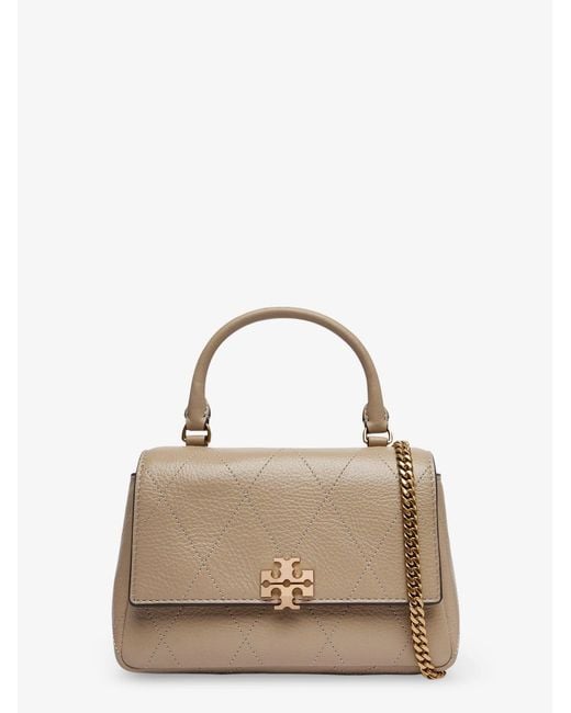 Tory Burch Natural Charlie Quilted Top Handle Chain Wallet Crossbodybag