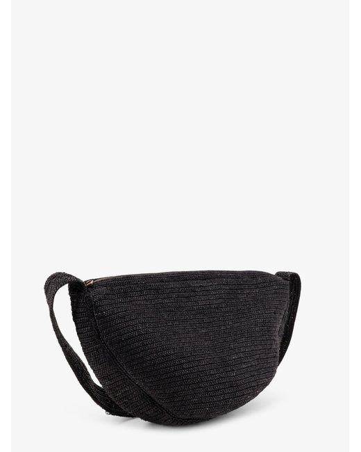 IBELIV Black Raffia Clip Crossbody Bag