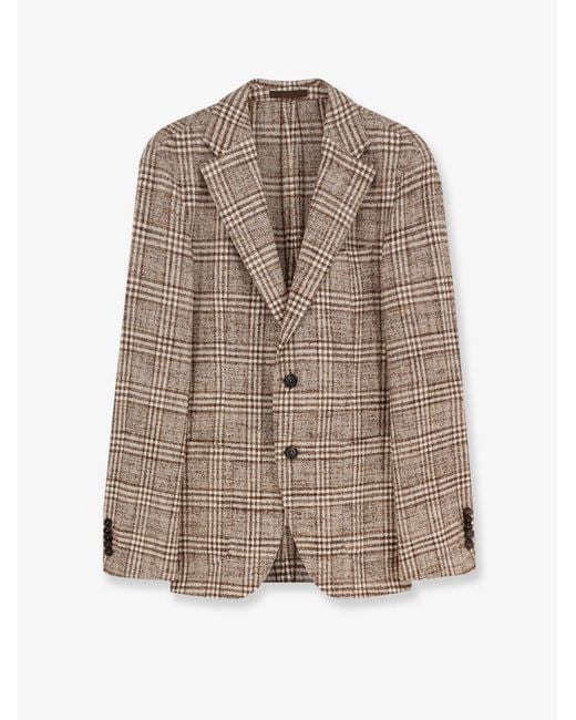 Boss Brown Heston Madras Check Blazer for men