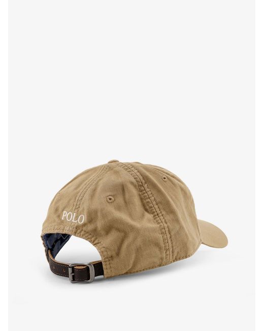 Polo Ralph Lauren Natural Linen Hat With Embroidered Logo On The Front for men