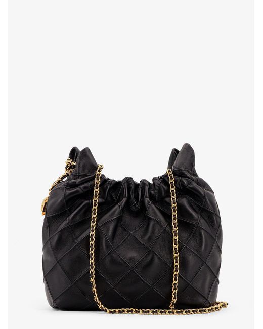 Tory Burch Black Fleming Mini Hobo Leather Handbag