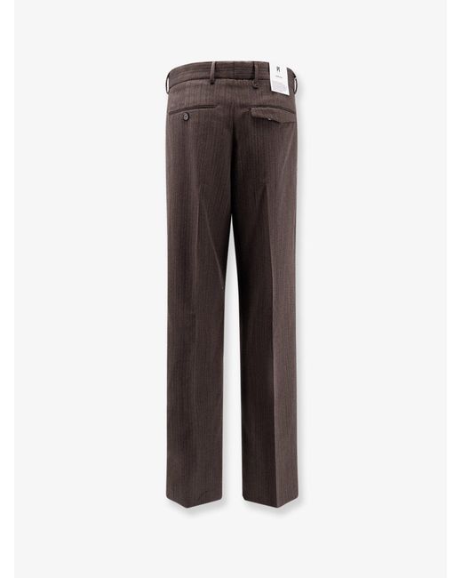 PT Torino Brown Michael Virgin Wool Trousers for men