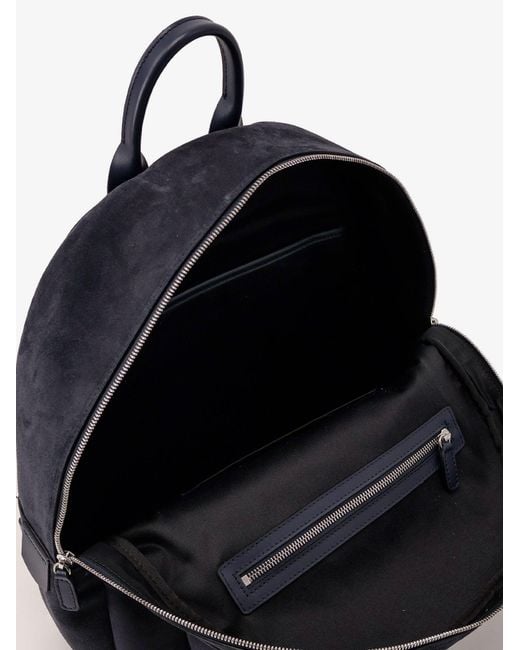 Kiton Blue Suede Backpack With Engraved Logo for men