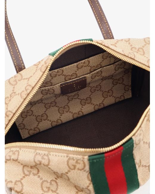 Gucci Natural Boston Mini Bag With Web Detail