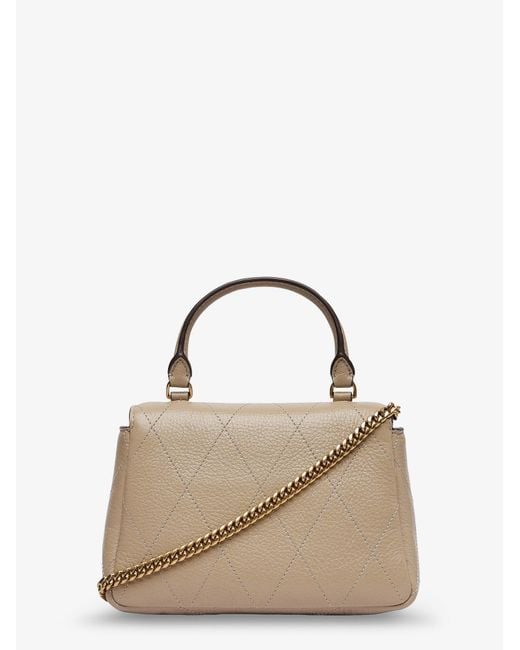 Tory Burch Natural Charlie Quilted Top Handle Chain Wallet Crossbodybag