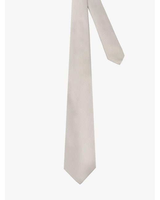 Kiton White Silk Tie for men
