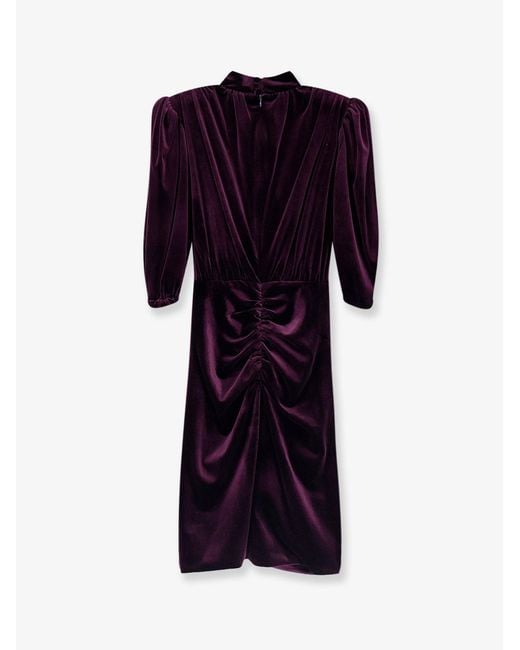 ACTUALEE Blue Velvet Dress With Drapery