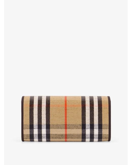 Burberry White Coated Canvas Wallet With Check Motif