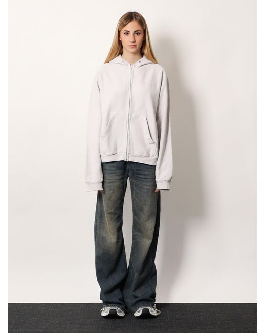 Balenciaga White Cotton Hooded Sweatshirt